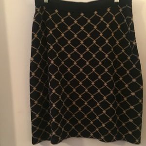 Ann Taylor Factory Black Beige Geometric Skirt Med